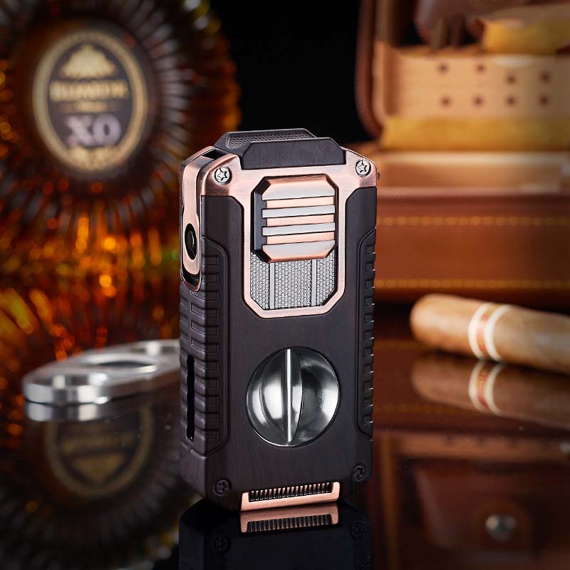 5-in-1 Refillable Cigar Torch Lighter with Cutter