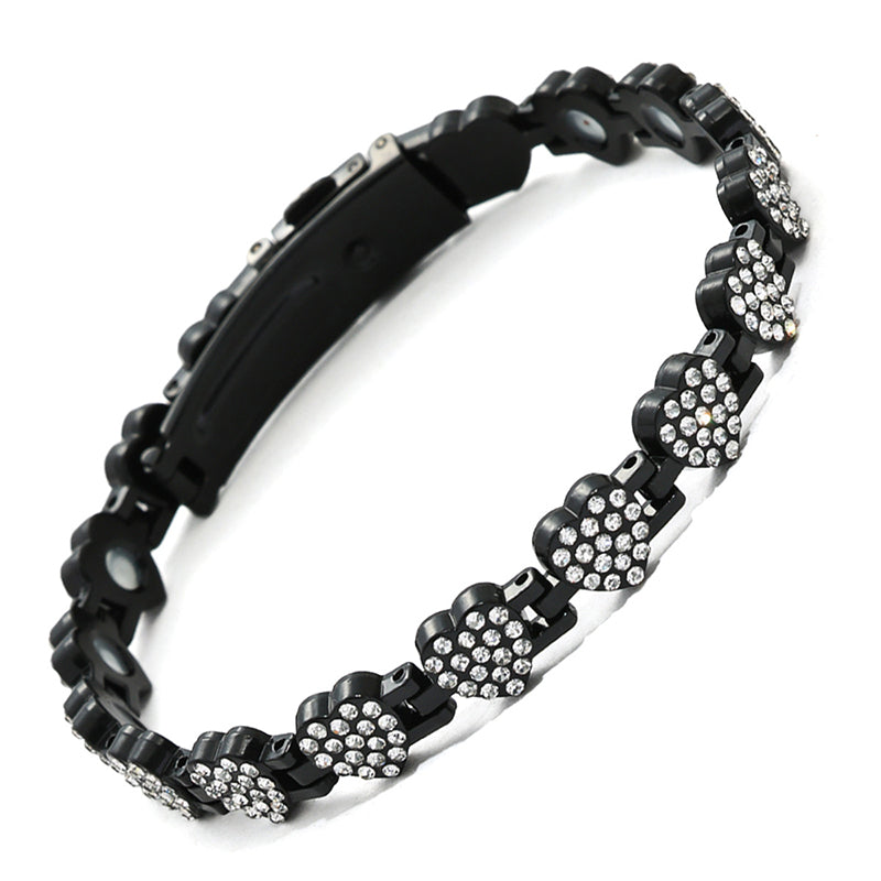 Women's Dazzling Heart-Shaped Magnetic Copper Bracelets