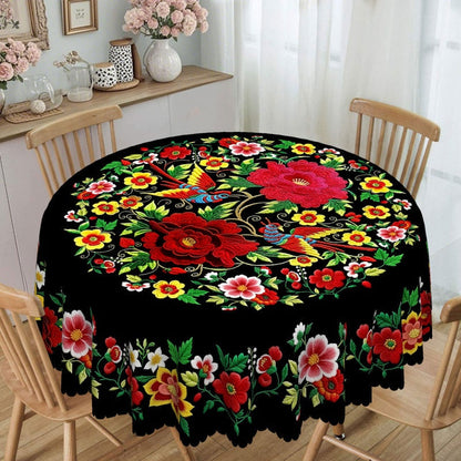 🔥Hot Sale🔥Mexican Floral Tablecloth With Scalloped Edge