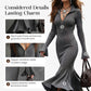Retro Zipper Neck Trumpet Sleeve Midi Dress