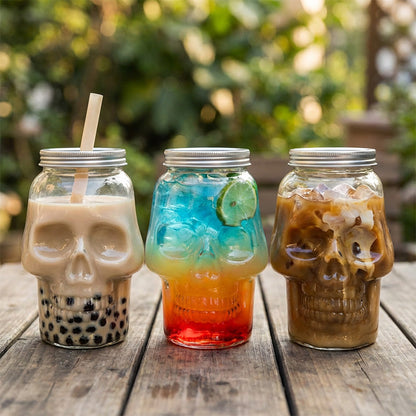 Skull Shaped Beverage Bottle with Lid