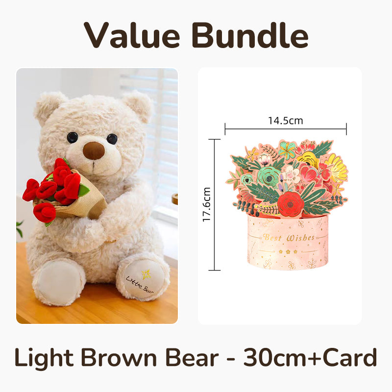 💖Animal Bear Gift with Rose Flower Bouquet
