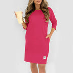 Women's Crew Neck Casual Loose T-Shirt Dress