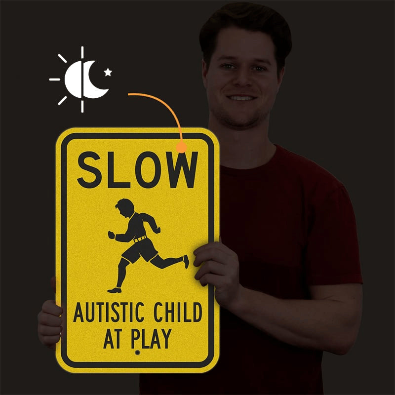 Slow Autistic Child At Play Warning Sign