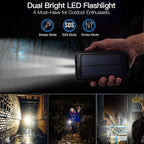🔥10000mAh Portable Solar Power Bank, Solar Powered Charger with Dual LED Flashlights, Power Bank for Travel, Camping