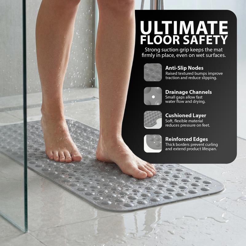 🔥 40"x16" Non-Slip Bathtub Mat with Suction Cups