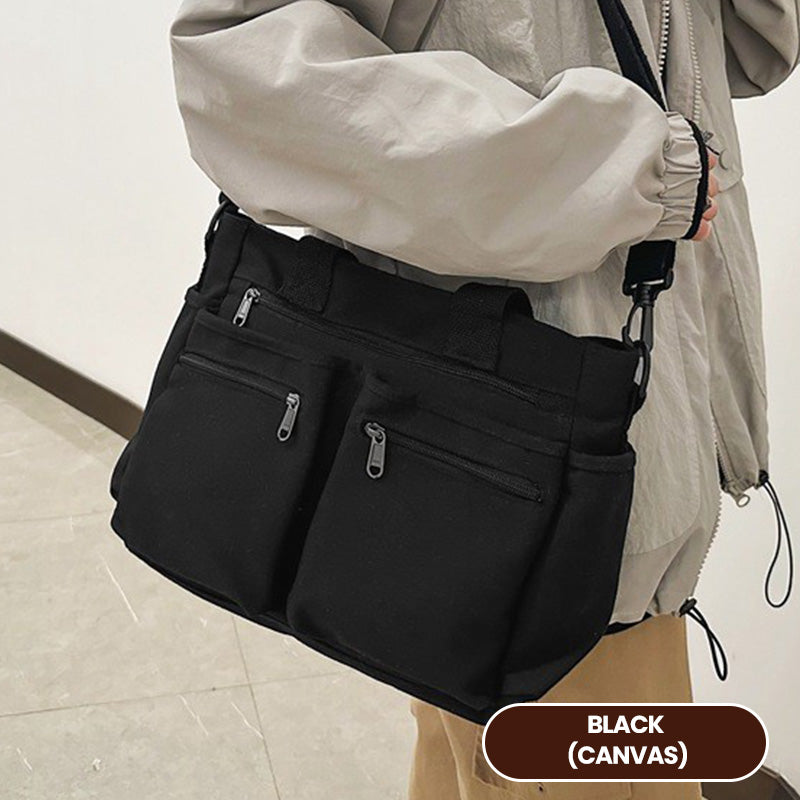 👜✨Vintage Solid Color Shoulder Bag – Retro Collegiate Style, Spacious & Durable Corduroy/Canvas