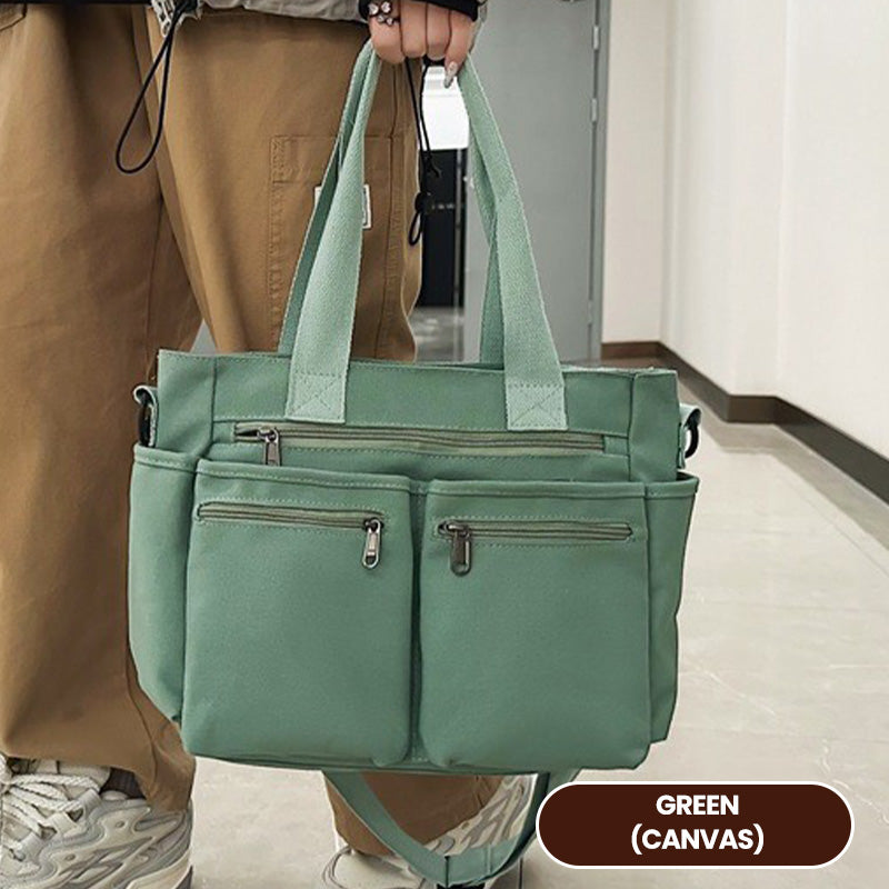 👜✨Vintage Solid Color Shoulder Bag – Retro Collegiate Style, Spacious & Durable Corduroy/Canvas