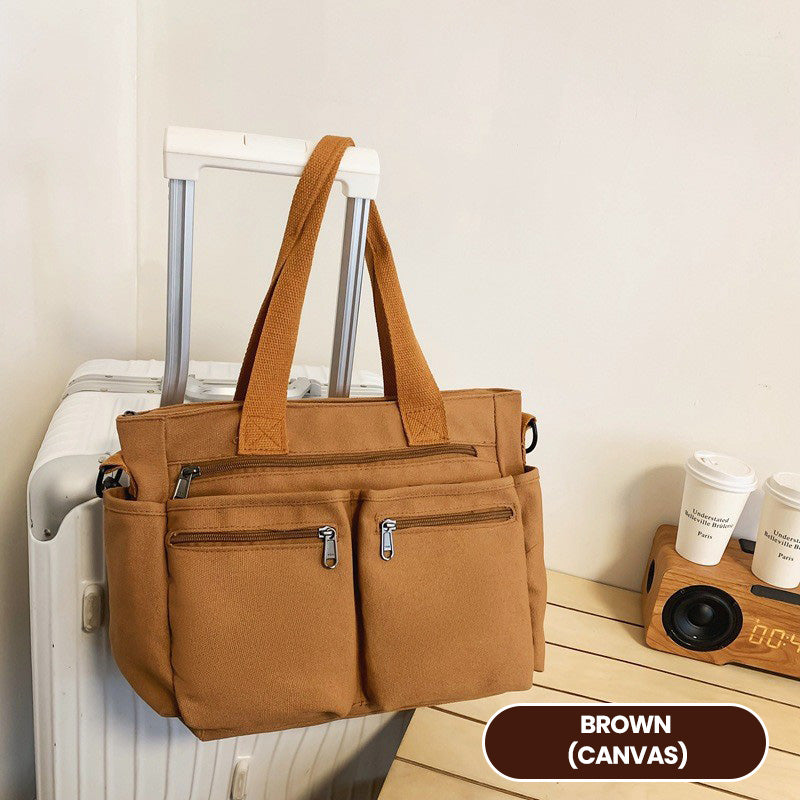 👜✨Vintage Solid Color Shoulder Bag – Retro Collegiate Style, Spacious & Durable Corduroy/Canvas