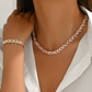 Adjustable Rhinestone Leaf Link Necklace & Bracelet Set