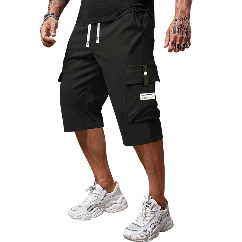 Men's Casual Drawstring Capri Cargo Pants