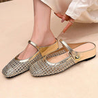Women's Woven Square-Toe Mary Jane Mules