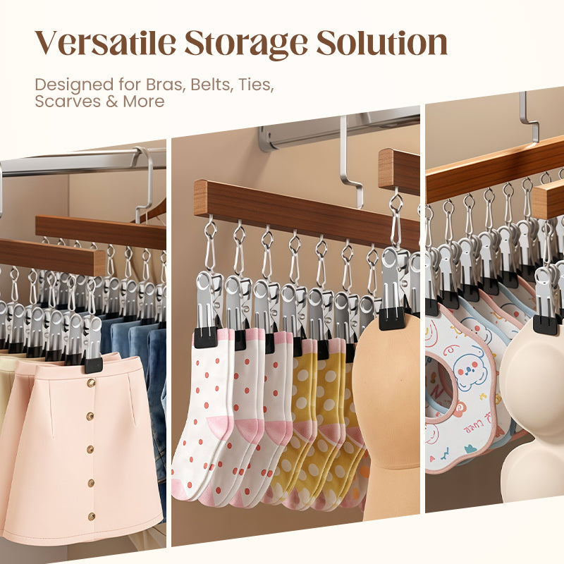 👕360° Swivel Multi-Hook Wardrobe Organizer