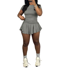 Women's Sporty Two-Piece Pleated Skirt Set