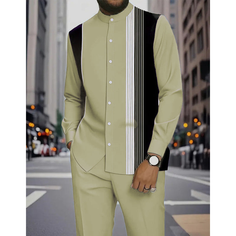 👔 Men's Striped Shirt & Pants 2-Piece Set✨ Effortless Style✨