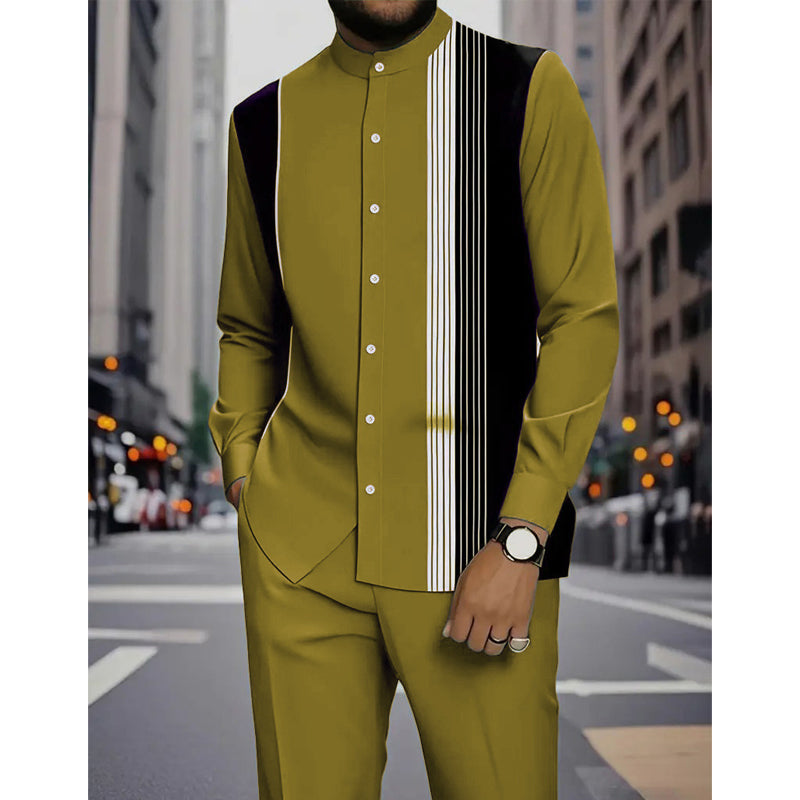 👔 Men's Striped Shirt & Pants 2-Piece Set✨ Effortless Style✨