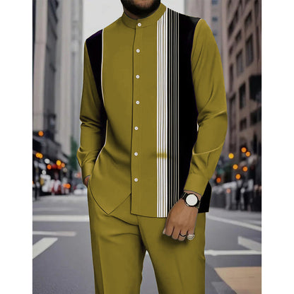 👔 Men's Striped Shirt & Pants 2-Piece Set✨ Effortless Style✨