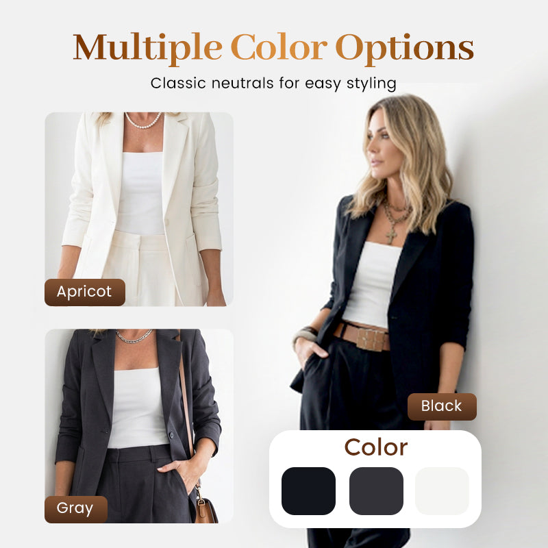 Women's Tapered Pants & Blazer Set – Open-front design, relaxed fit. Neutral colors pair with anything. Effortless elegance for any occasion.
