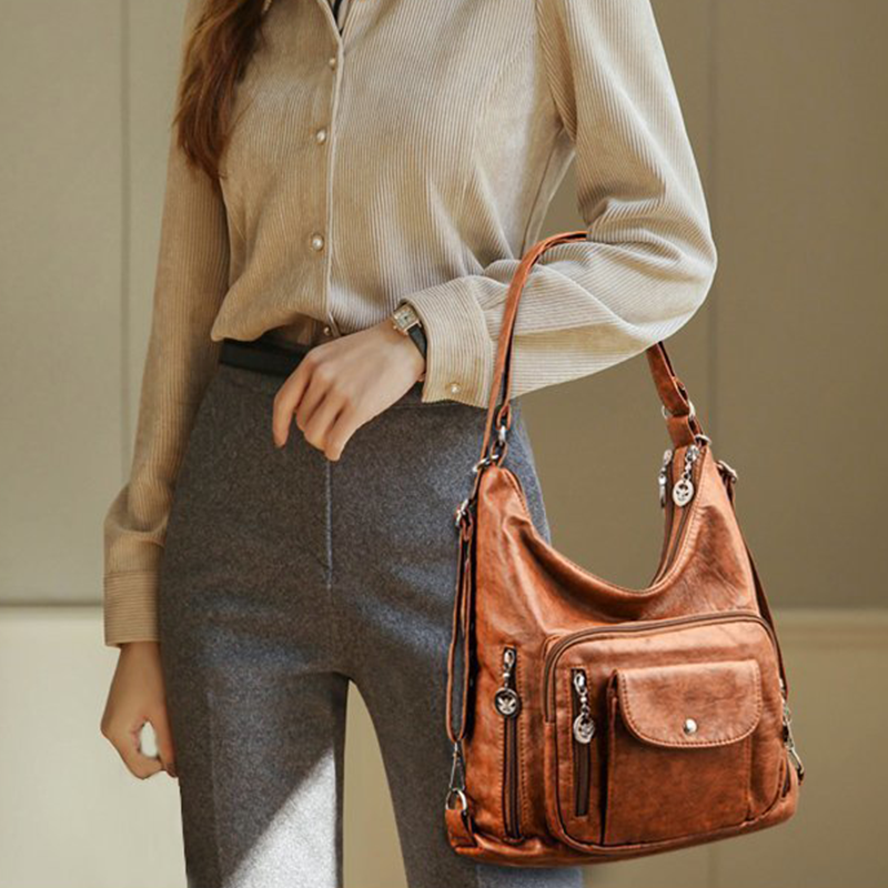 Convertible Multi-Pocket Shoulder Bag for Women