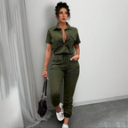 🥳 HOT SALE🥳💞50K+ SOLD!Women's Short Sleeve Button-Front Jumpsuit