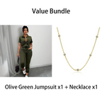 🥳 HOT SALE🥳💞50K+ SOLD!Women's Short Sleeve Button-Front Jumpsuit