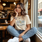 👕  "Life is Good" T-Shirt – Daisy Graphic, Cotton, Relaxed Fit, Positive ✨