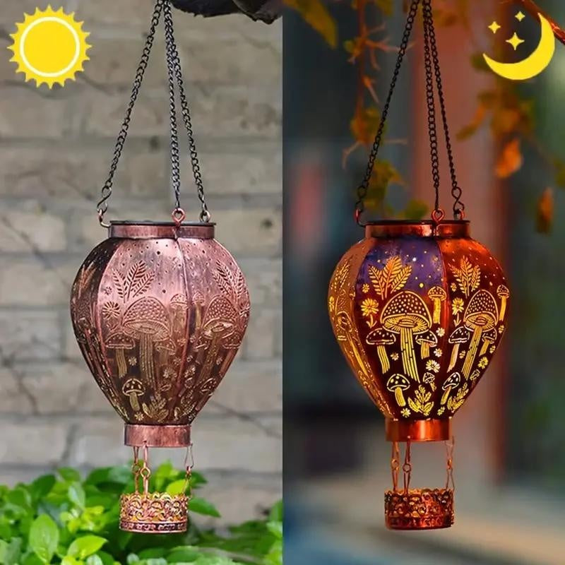 🎈Solar Hot Air Balloon Lantern – Auto-On, Hollow-Out Projection, Weatherproof 🌿