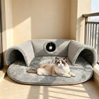 🐱 Plush 2-in-1 Cat Tunnel Bed