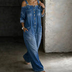 Loose Fit Wide-Leg Overall Jumpsuit with Pockets