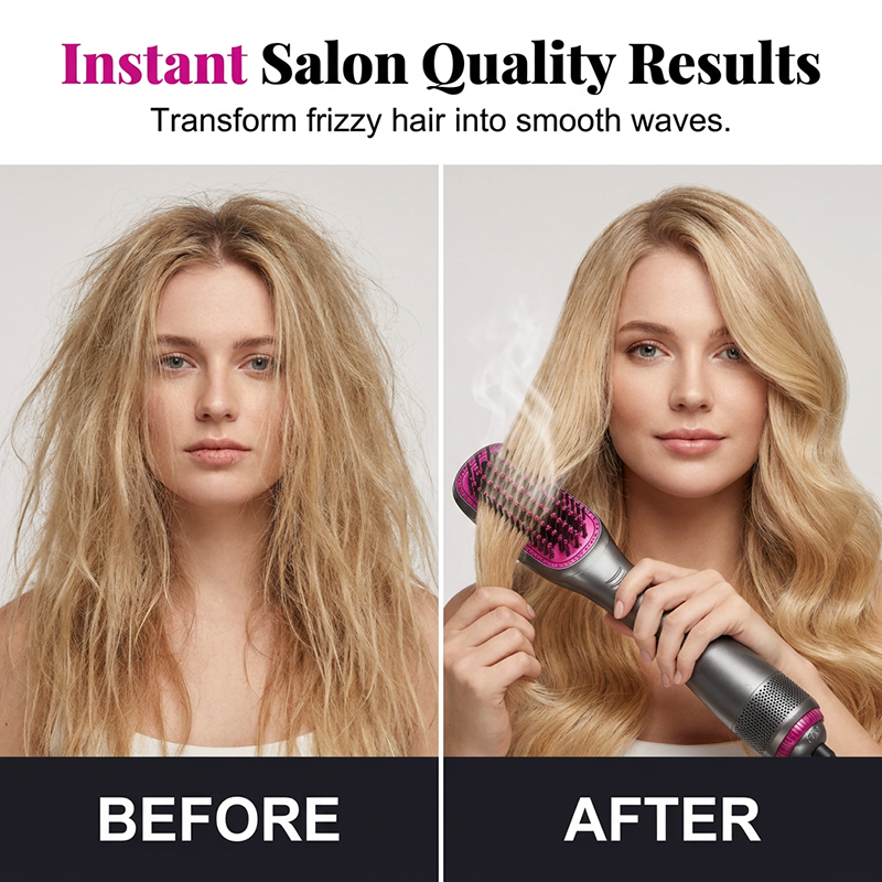 💥Professional 3-in-1 Hot Air Brush – Dry, detangle & volumize – 162K+ sold, salon results at home – smooth & shiny ✨🌀💨
