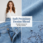 💥Women's Denim Bodycon Skirt with Hollow Lace Trim💙