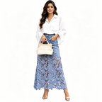💥Women's Denim Bodycon Skirt with Hollow Lace Trim💙