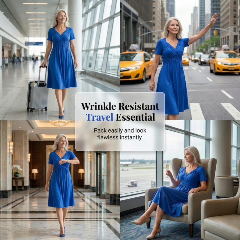 🍀Women’s V-Neck Short Sleeve Long Dresses