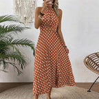 Women's Polka Dot Halter Neck Dress👗