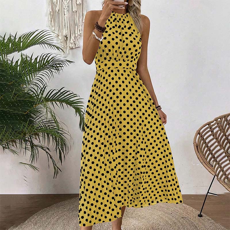 Women's Polka Dot Halter Neck Dress👗