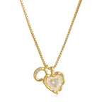 Heart Shaped Letters Micro Pave Chain Necklace – Initial Pendant, Titanium Steel, Adjustable ✨