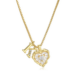 Heart Shaped Letters Micro Pave Chain Necklace – Initial Pendant, Titanium Steel, Adjustable ✨