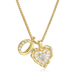 Heart Shaped Letters Micro Pave Chain Necklace – Initial Pendant, Titanium Steel, Adjustable ✨