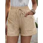 ✨Women's High-Waist Drawstring Breathable Shorts - Loose Fit, Cotton Blend, Drawstring Waist👖