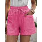 ✨Women's High-Waist Drawstring Breathable Shorts - Loose Fit, Cotton Blend, Drawstring Waist👖