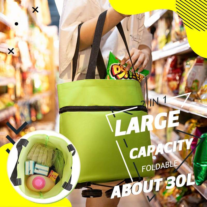🔥2-in-1 Foldable Shopping Cart