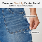 Women's Mid-Rise Bermuda Denim Shorts with Pockets
