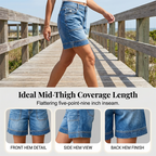 Women's Mid-Rise Bermuda Denim Shorts with Pockets