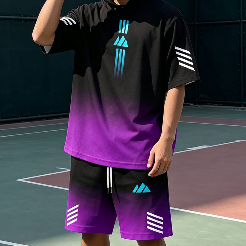 👕Men's Summer T-Shirt & Shorts Set – Gradient design, breathable & lightweight – Perfect for hot days & casual outings 🩳