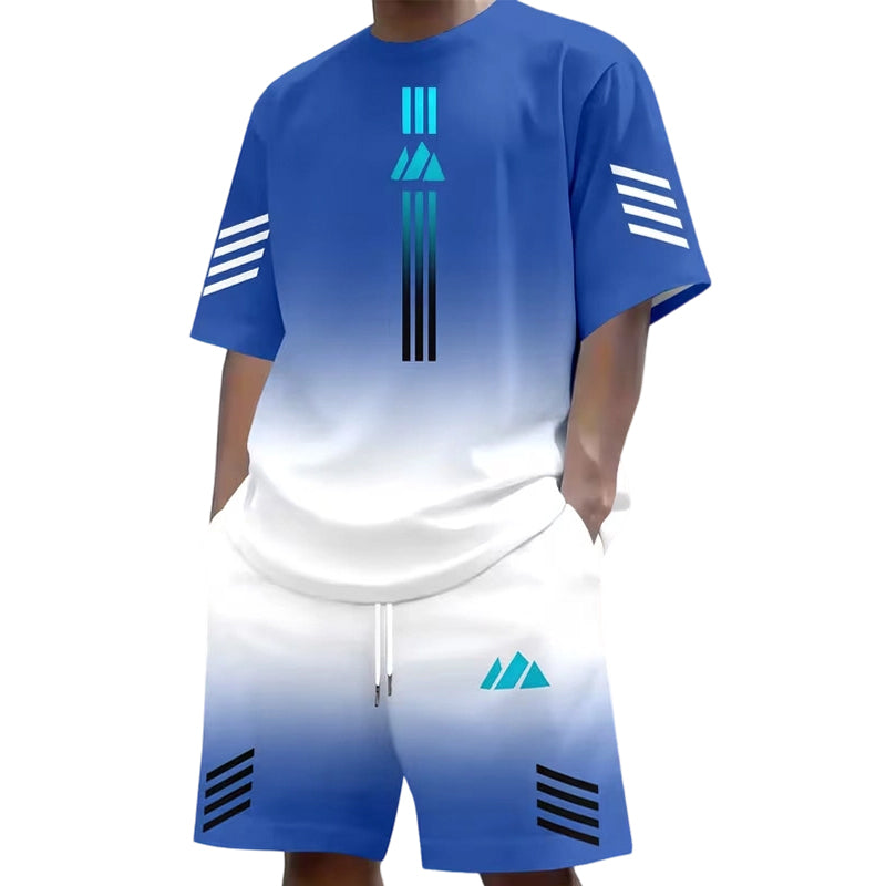 👕Men's Summer T-Shirt & Shorts Set – Gradient design, breathable & lightweight – Perfect for hot days & casual outings 🩳