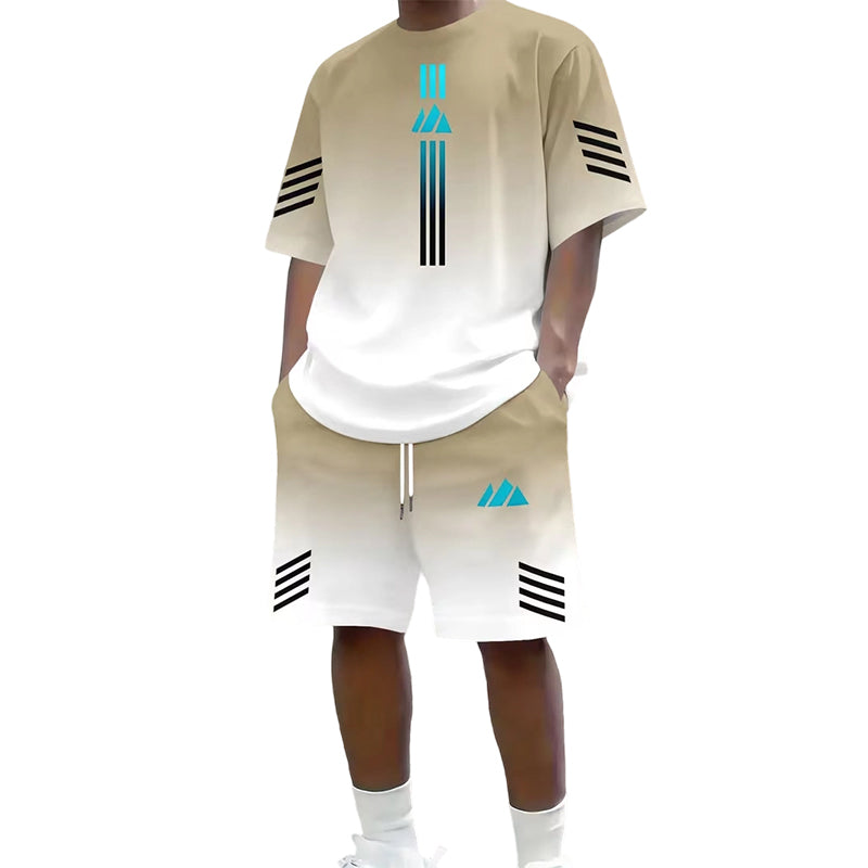 👕Men's Summer T-Shirt & Shorts Set – Gradient design, breathable & lightweight – Perfect for hot days & casual outings 🩳