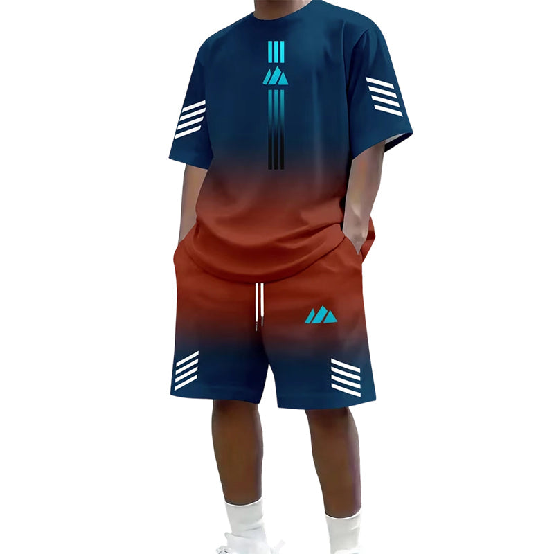 👕Men's Summer T-Shirt & Shorts Set – Gradient design, breathable & lightweight – Perfect for hot days & casual outings 🩳