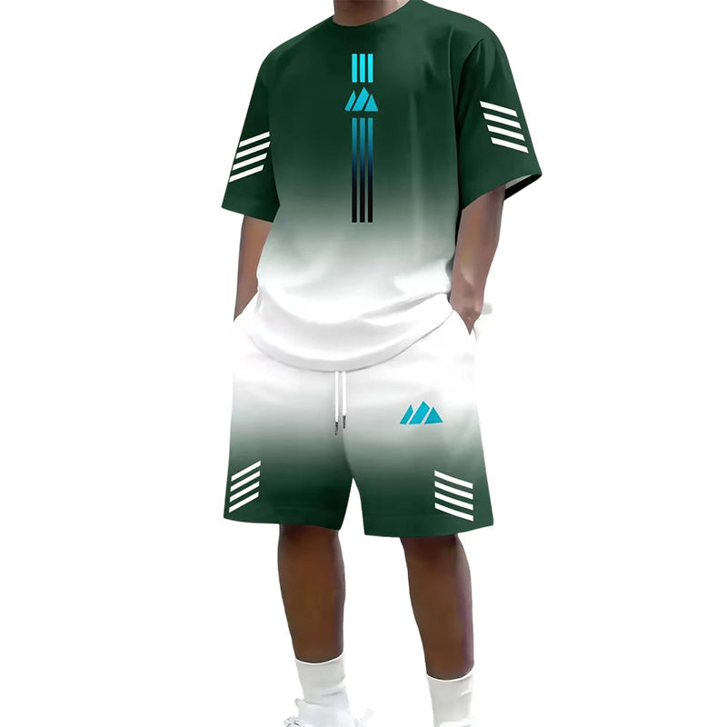 👕Men's Summer T-Shirt & Shorts Set – Gradient design, breathable & lightweight – Perfect for hot days & casual outings 🩳