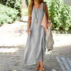 Women's Sleeveless V-Neck Maxi Dress
