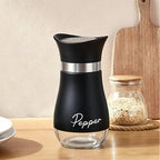 🐧Penguin Design Salt and Pepper Shaker Set, Transparent Glass Bottom Seasoning Dispenser, Large‑Mouth Refillable Spice Container for Kitchen Countertop